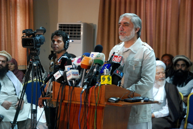 Abdullah, en la rueda de prensa en Kabul este jueves.