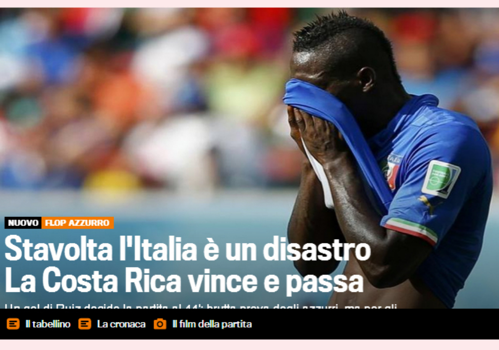 La Gazzetta italiana califica a Italia de desastre.