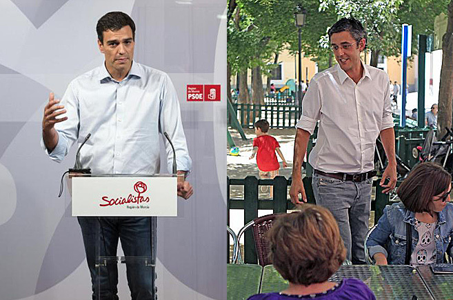 Pedro Snchez y Eduardo Madina, en actos en Murcia y Madrid,...