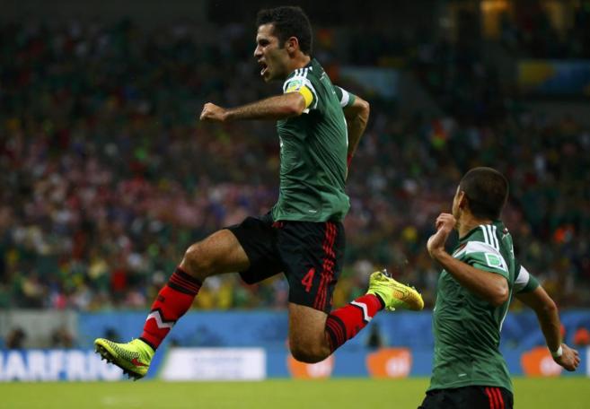 Rafa Mrquez celebra el primer gol de Mxico ante Croacia.