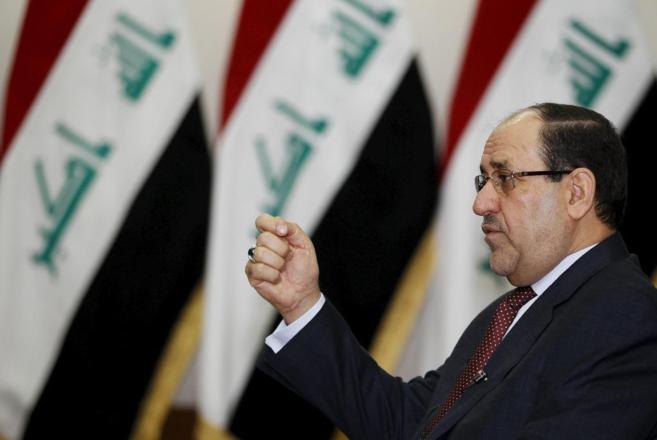 El primer ministro de Irak, Nuri Maliki, durante un entrevista en...