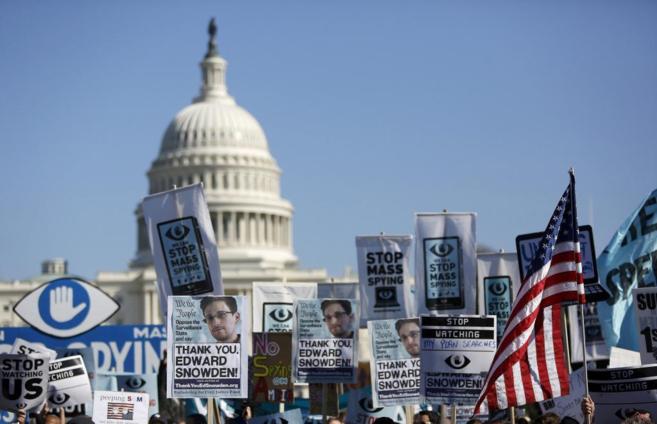 Manifestantes contra el espionaje masivo en Washington en 2013.