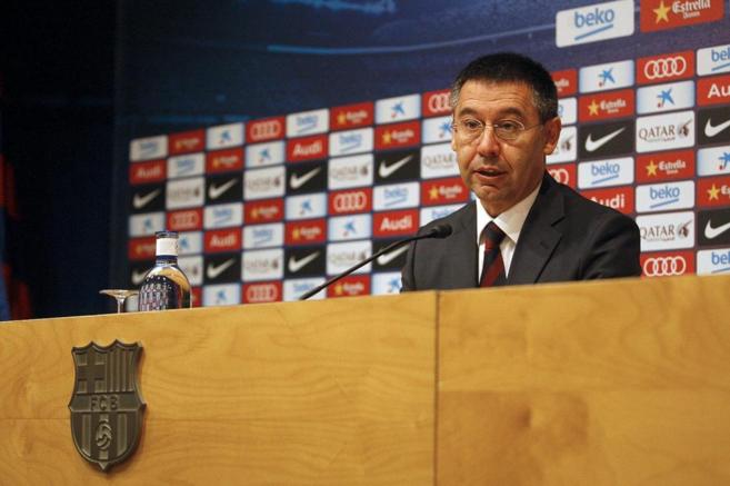 Bartomeu, durante la rueda de prensa en el Camp Nou.