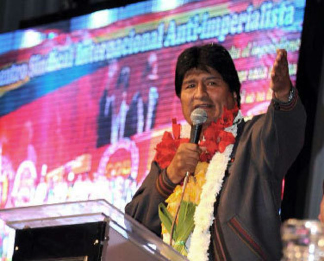 El presidente de Bolivia, en una reunin de sindicatos de varios...