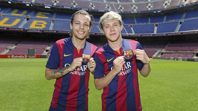 Niall y Louis, durante su visita al Camp Nou antes del concierto.
