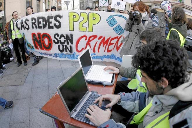 Protestas en Madrid a favor de las descargas P2P.