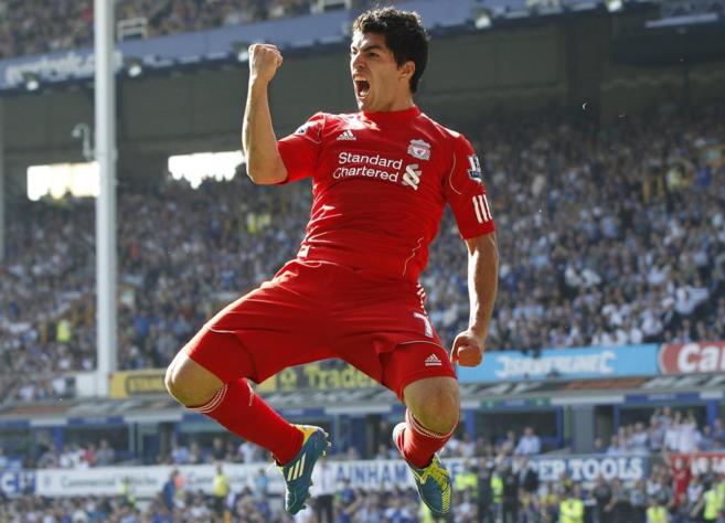Luis Surez celebra un gol con el Liverpool.