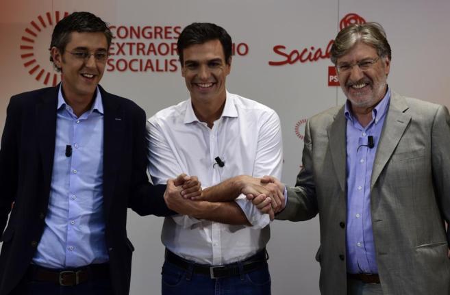 Eduardo Madina, Pedro Snchez y Jos Antonio Prez Tapias, el...