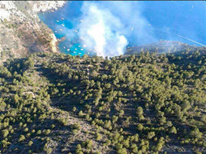 Fotografa area del incendio provocado en Cala Egos (Andratx)
