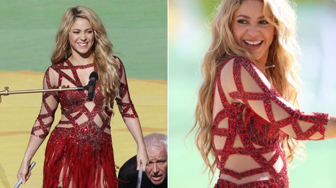 La cantante Shakira, durante su actuacin en la clausura del Mundial...