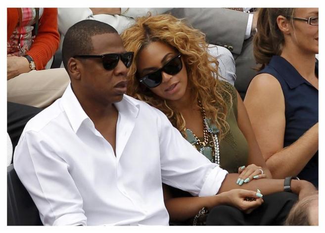 Jay-Z y Beyonce durante un partido de tenis en el pasado Roland Garros...