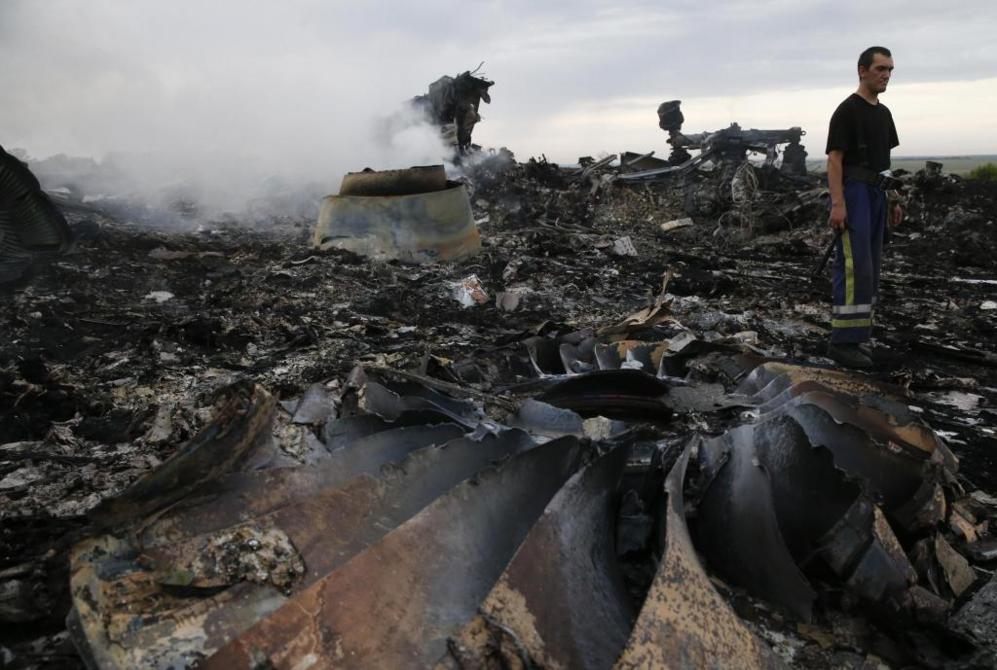 Restos del avin de Malaysia Airlines siniestrado