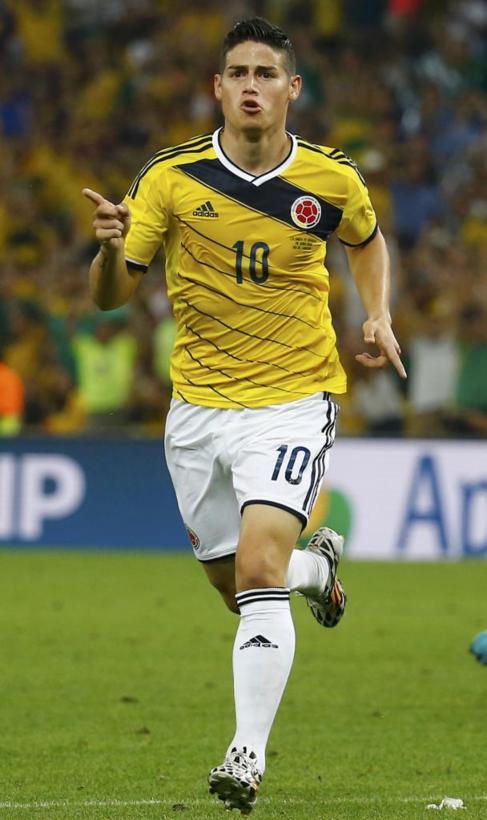 James Rodrguez celebra un gol con la Colombia.