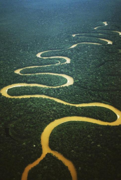 Vista area del ro Amazonas.