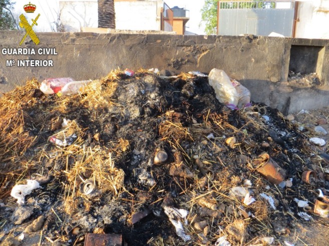 Imagen de los restos que causaron el incendio de Chiva.