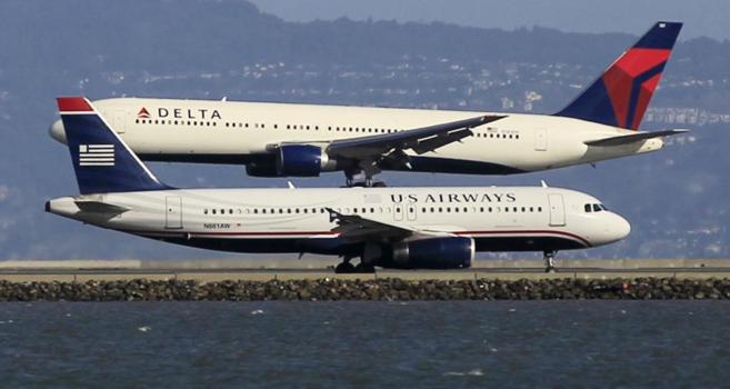 Aviones de Delta y Us Airways.
