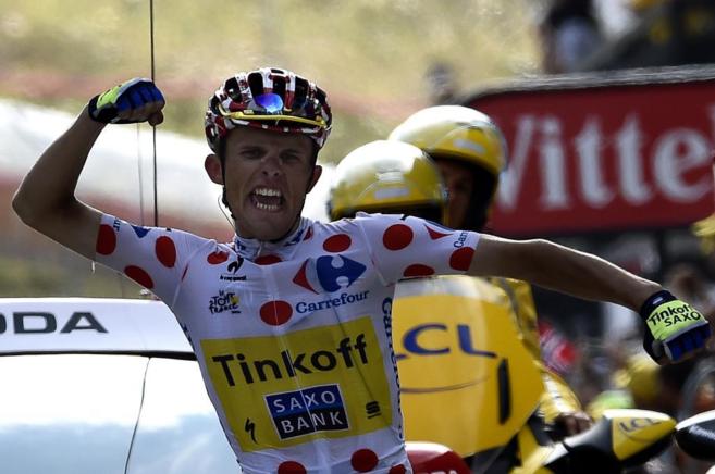 Rafal Majka celebra con rabia su segunda victoria del Tour de Francia,...