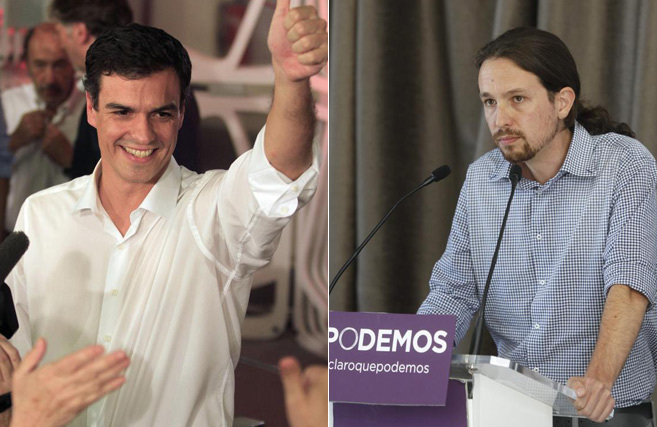 El lder del PSOE, Pedro Snchez, y el de Podemos, Pablo Iglesias.