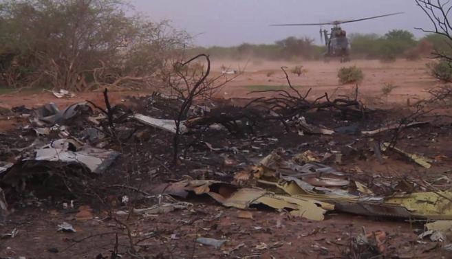 Imagen con los restos del avin estrellado en Mali.