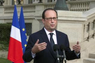 Hollande durante su comparecencia de hoy.