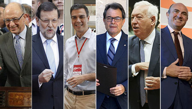(de izda. a dcha.) Montoro, Rajoy, Snchez, Mas, Margallo y De...