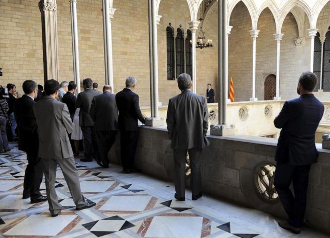 El presidente de la Generalitat, Artur Mas, en la comparecencia...