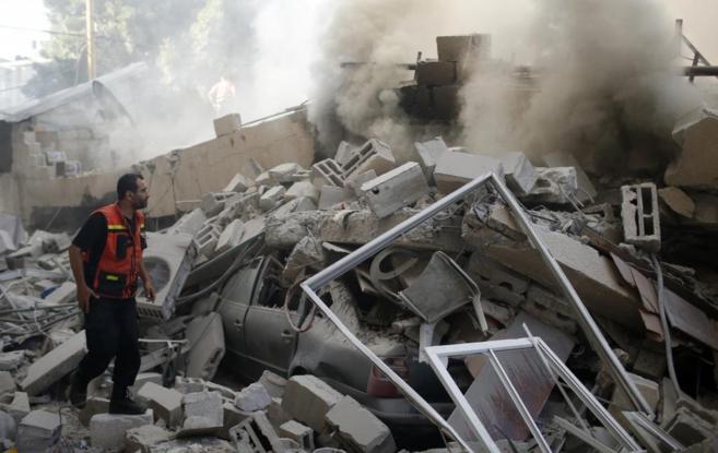 Ruinas de viviendas atacadas en Gaza.