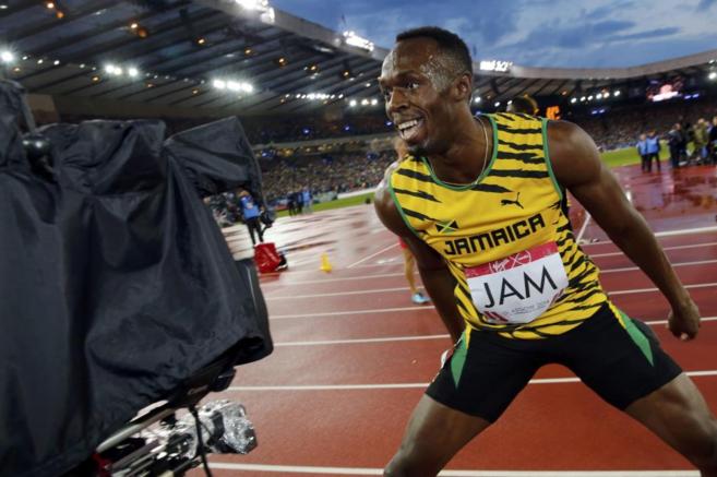 Usain Bolt llama la atencin de la cmara tras el espectculo del...