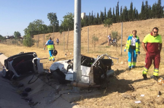 Imagen del accidente de ayer en Fuenlabrada.