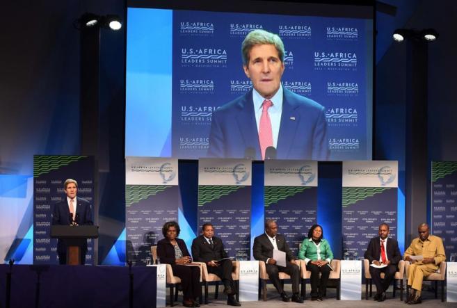 John Kerry durante su intervencin en la cumbre de lderes africanos...
