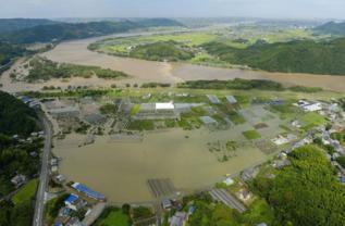 Vista areas de las inundaciones en Japn.