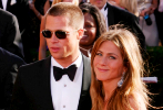 Brad Pitt y Jennifer Aniston durante la 56 edicin de los premios...