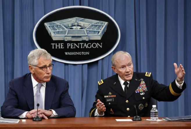 El secretario de Estado de Defensa, Chuck Hagel y el presidente del...