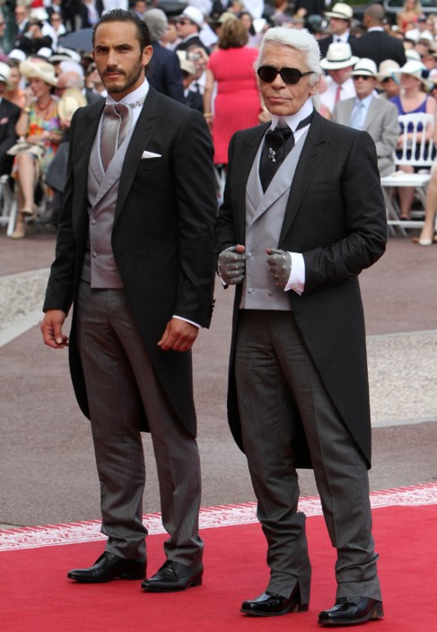 Jondeau  y Lagerfeld, en la boda de Alberto de Mnaco en 2011.