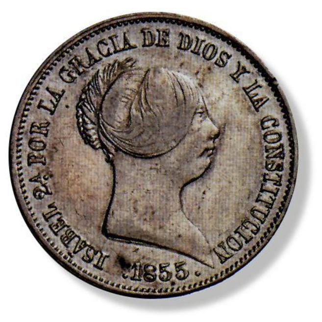 Imagen de archivo. Anverso de veinte reales de 1848 con el rostro de...