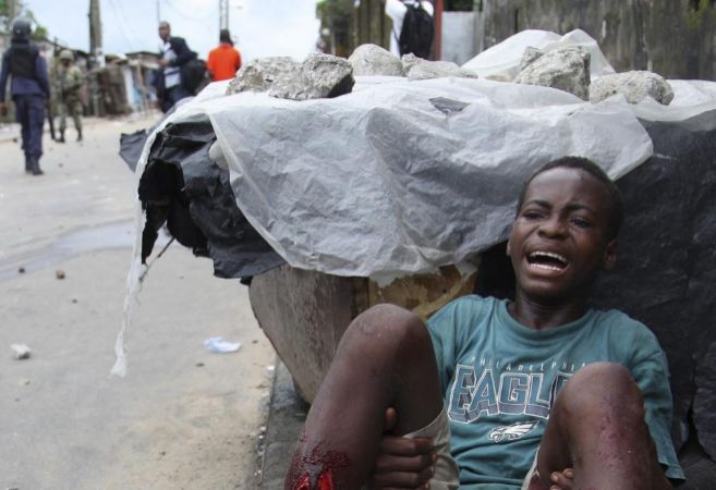 Joven del barrio de West Point (Liberia) herido tras las protestas...