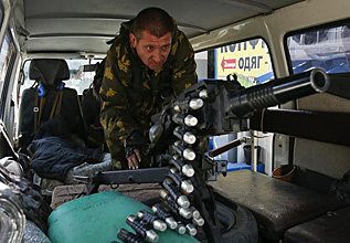 Un separatista prorruso en Donetsk.