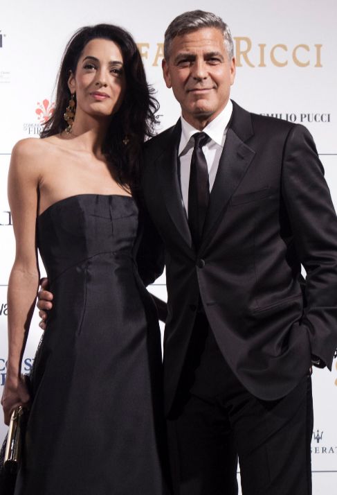 Clooney y su prometida, anoche.