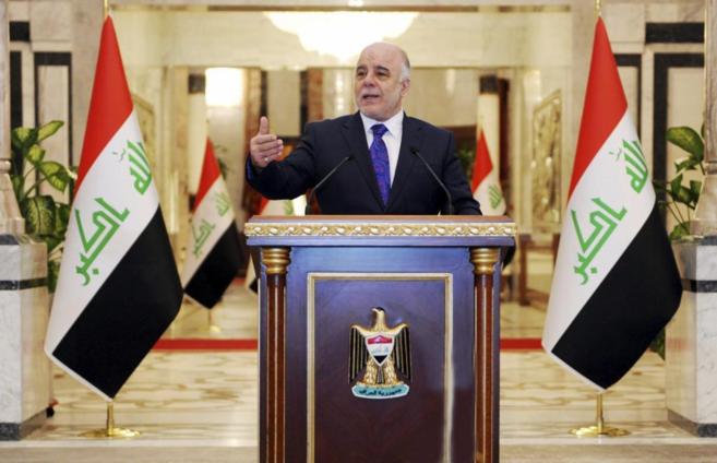 El primer ministro iraqu, Haider al Abadi, durante una rueda de...
