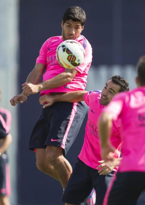 Luis Surez, durante un entrenamiento con el Barcelona.