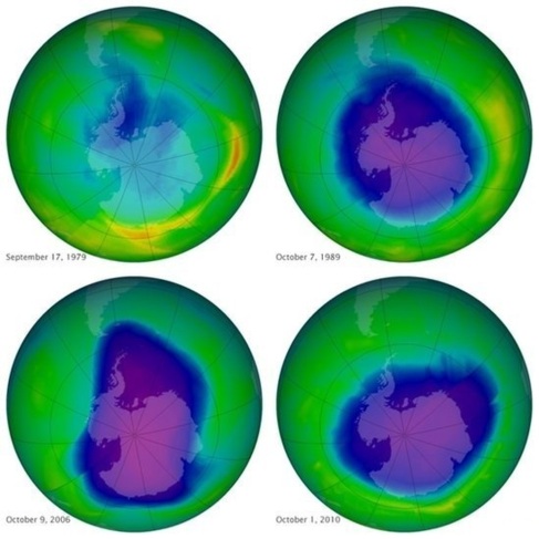 Simulacin de la evolucin de la capa de ozono.
