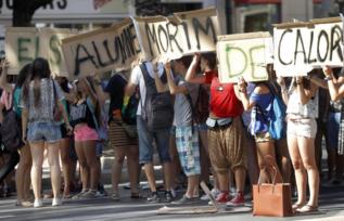 Protesta de los alumnos de un instituto de Valencia.