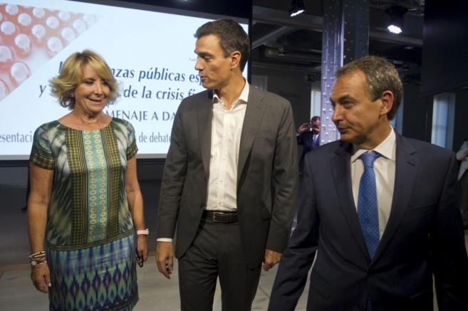 Esperanza Aguirre, Pedro Snchez y Jos Luis Rodrguez Zapatero, en...