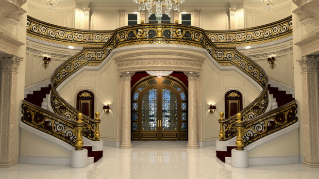 La escalera principal de Le Palais Royal.