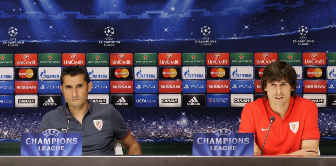 Valverde e Iturraspe durante la rueda de prensa previa al partido que...