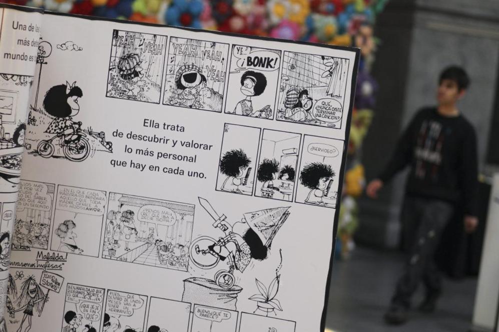 Detalle de una tira cmica de Quino mostrada en la exposicin...