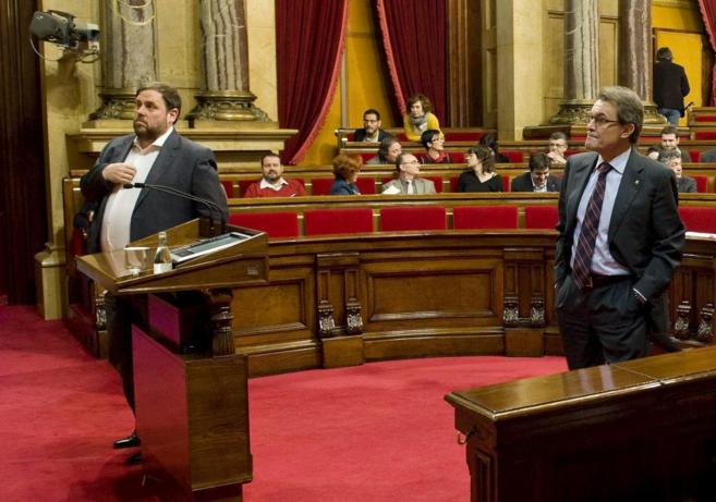 El presidente de la Generalitat Artur Mas y el lider de ERC Oriol...
