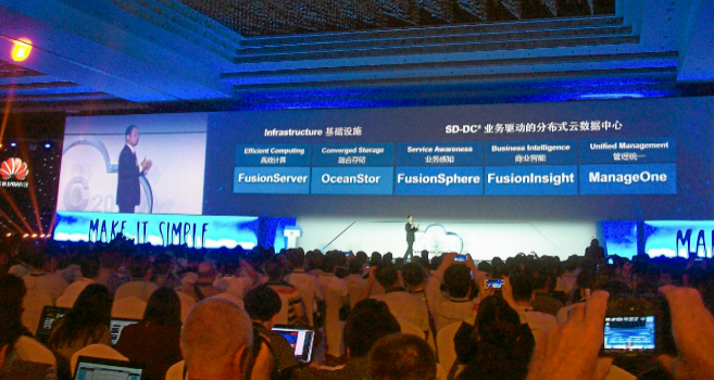 Un momento de la presentación del SD-DC2 en el Huwaei Cloud Congress.