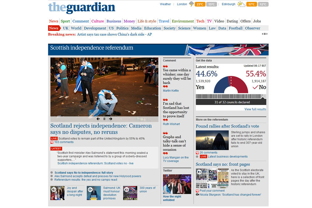 Amplia cobertura del britnico 'The Guardian' con anlisis,...