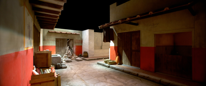 Imagen de la exposicin, mostrando una calle romana.